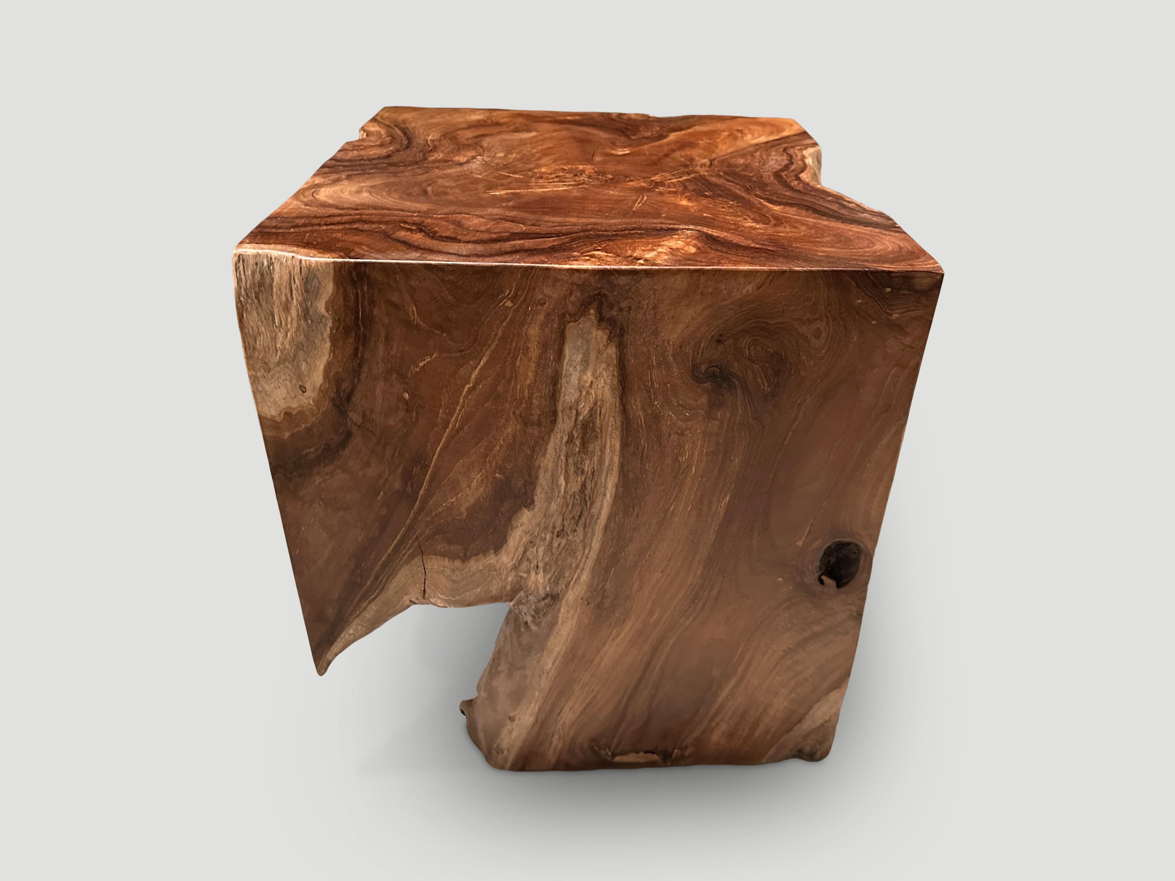 Organic Modern Andrianna Shamaris Sculptural Teak Wood Side Table For Sale