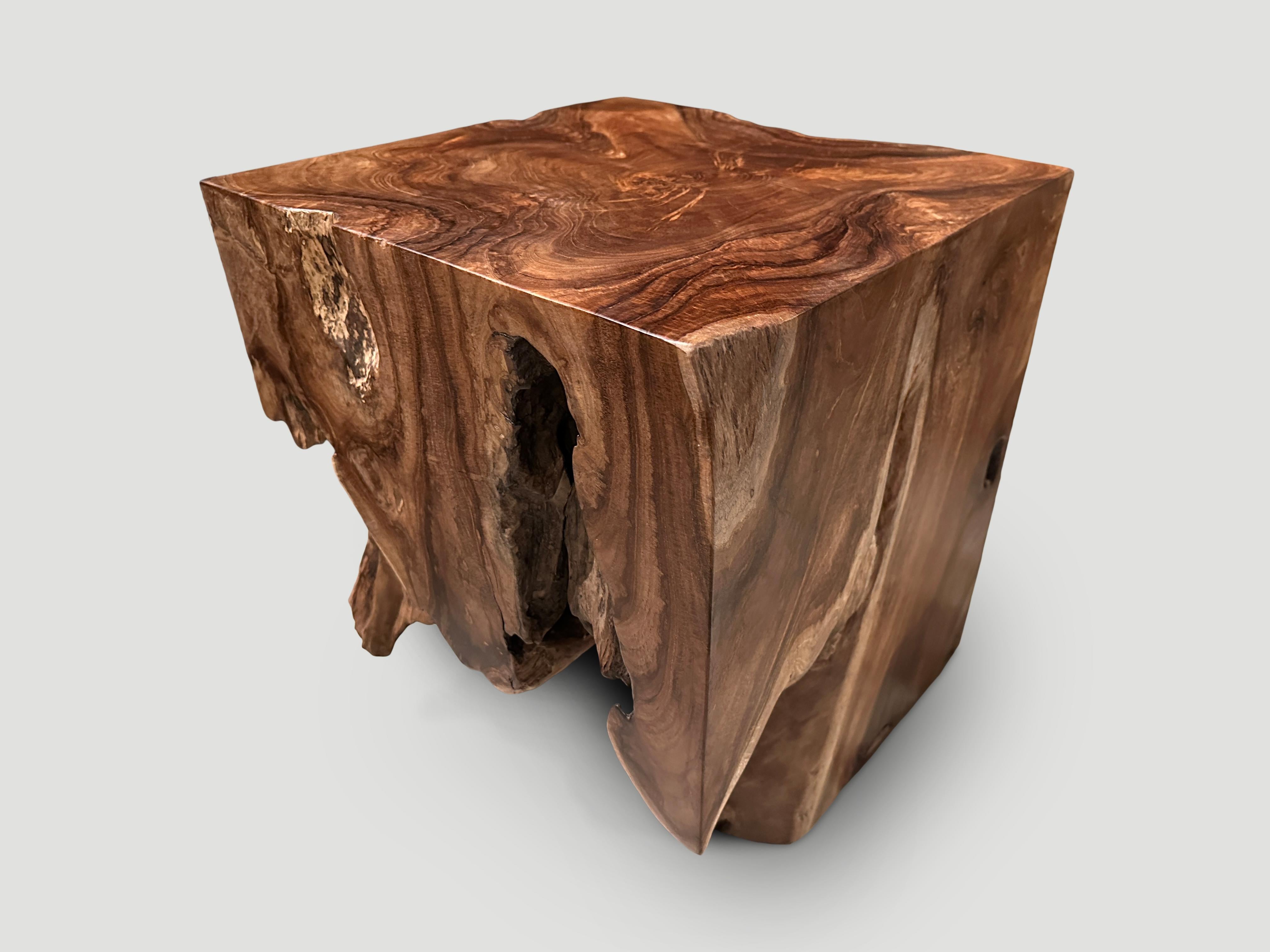 Andrianna Shamaris Sculptural Teak Wood Side Table In Excellent Condition For Sale In New York, NY