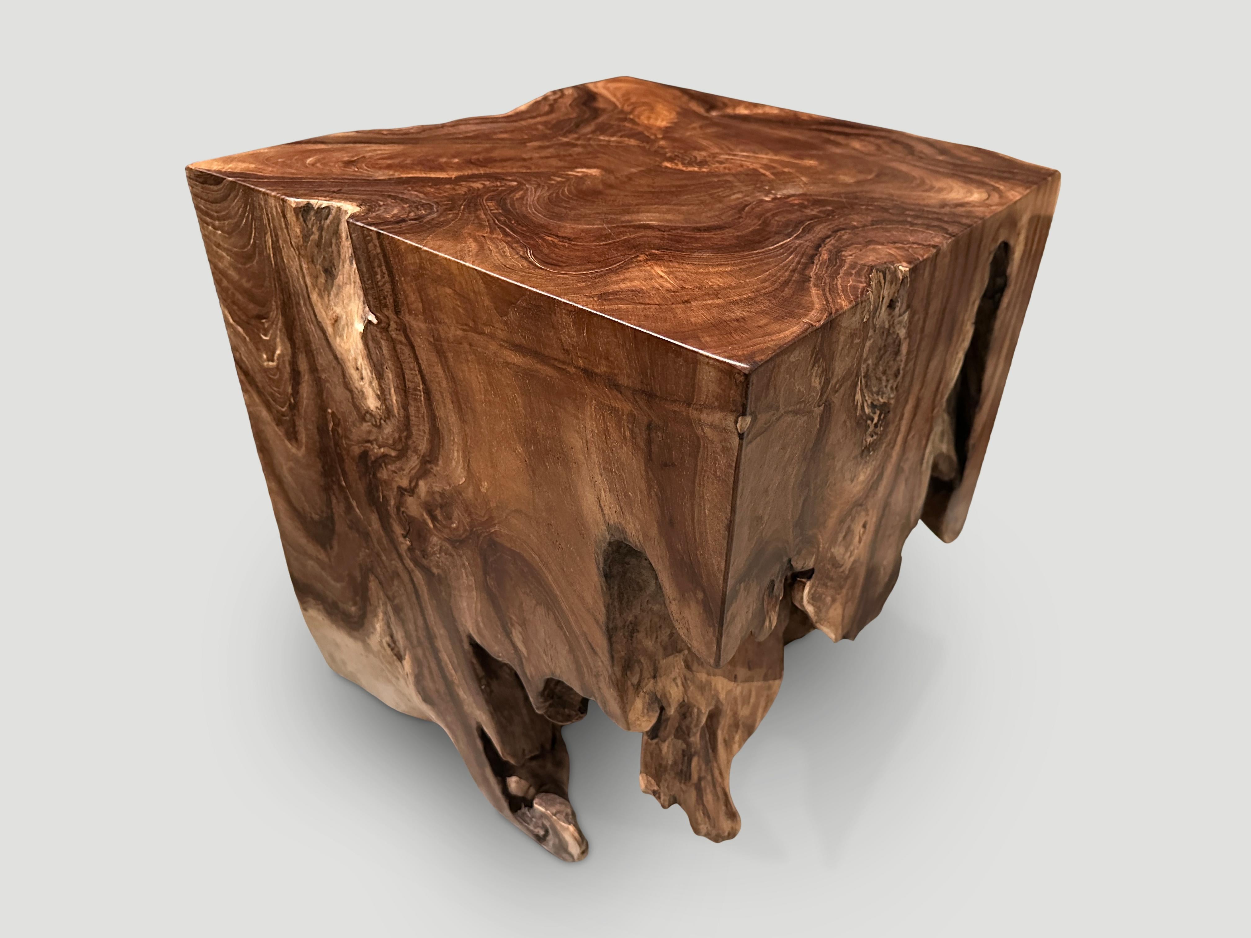 Contemporary Andrianna Shamaris Sculptural Teak Wood Side Table For Sale