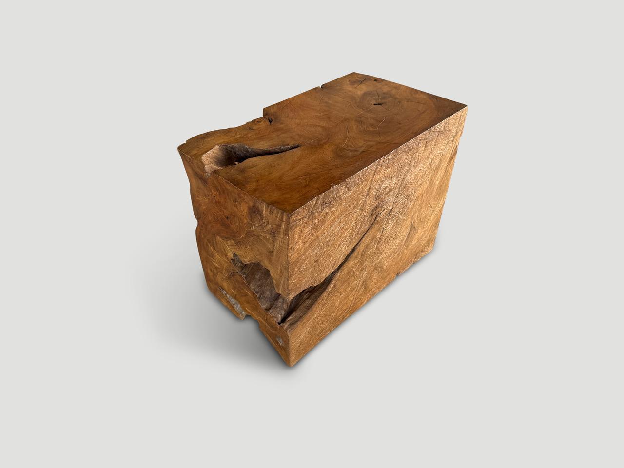 Andrianna Shamaris Sculptural Teak Wood Side Table Or Coffee Table (Organische Moderne) im Angebot