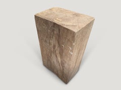 Andrianna Shamaris Teak Wood Side Table, Wabi-Sabi Design, Handcrafted