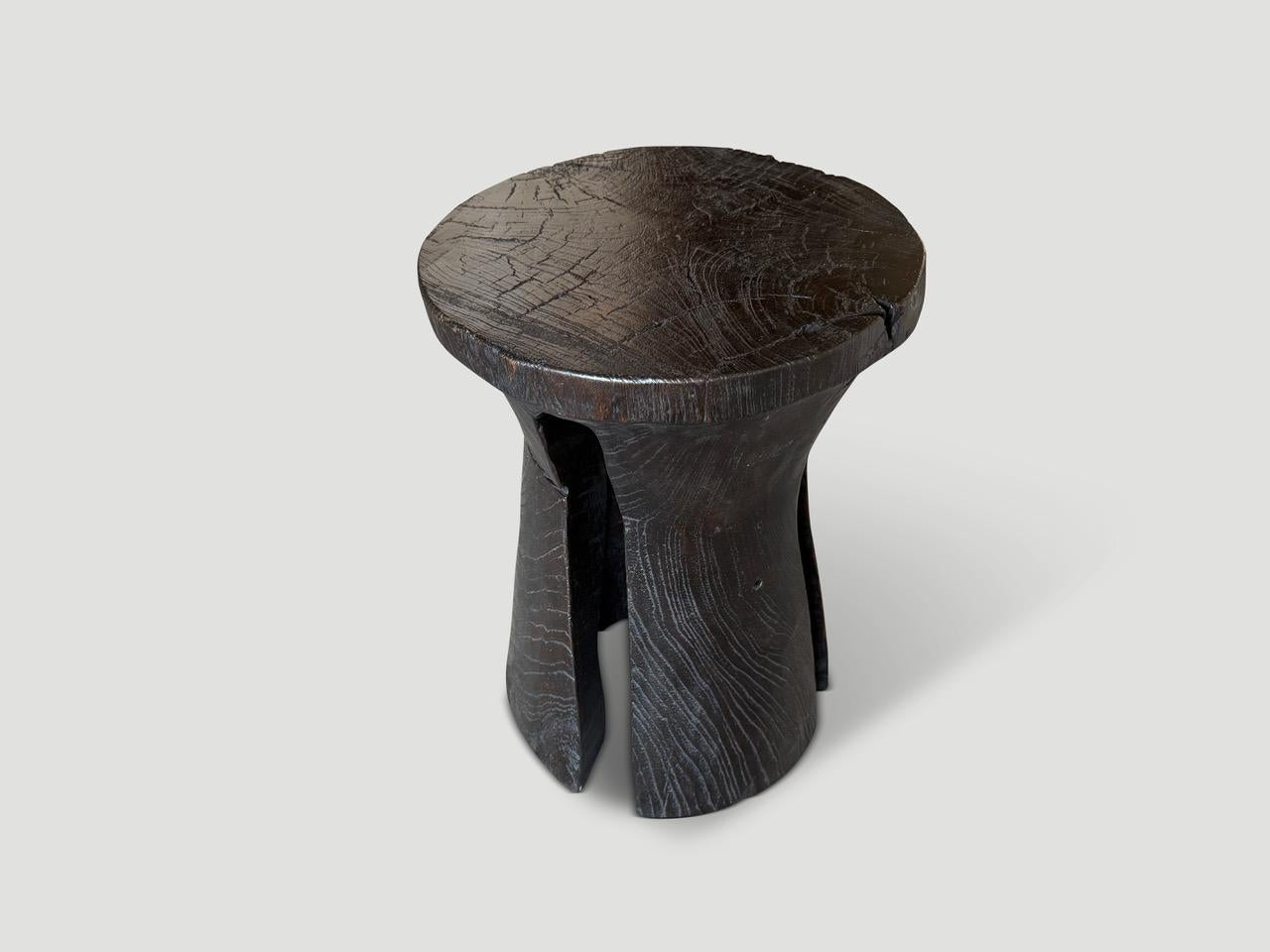 Andrianna Shamaris Sculptural Teak Wood Side Table Or Pedestal In Excellent Condition For Sale In New York, NY