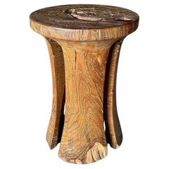 Andrianna Shamaris Sculptural Teak Wood Side Table or Pedestal