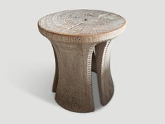 Andrianna Shamaris Sculptural Teak Wood Side Table or Stool
