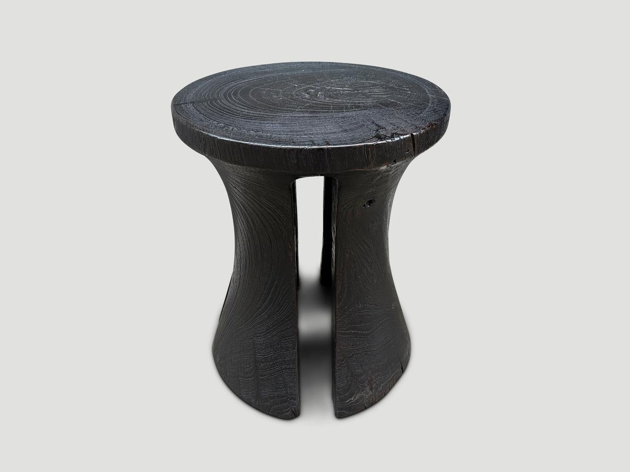 Organic Modern Andrianna Shamaris Sculptural Teak Wood Side Table or Stool For Sale