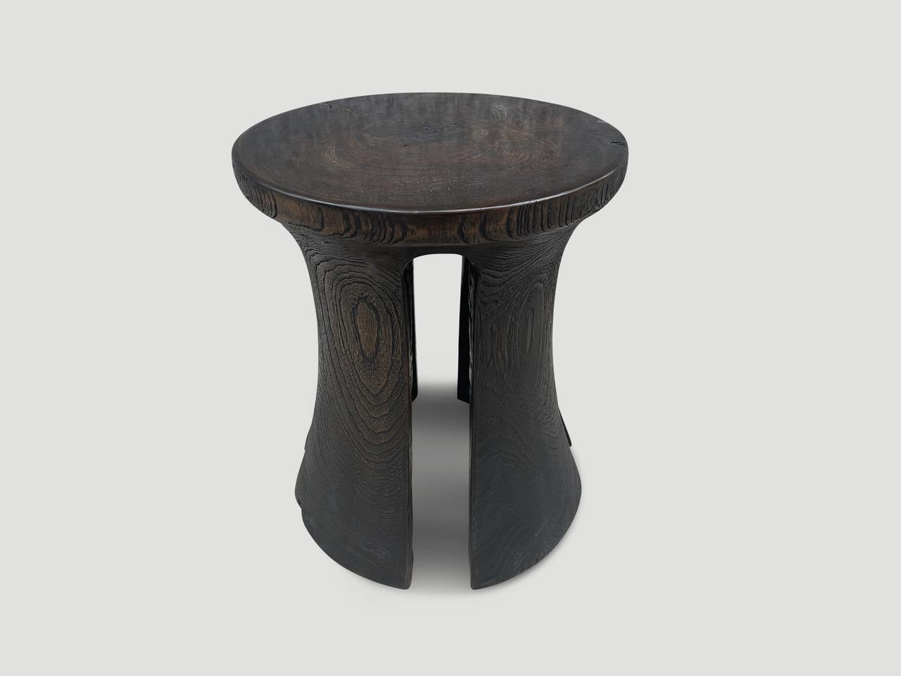 Organic Modern Andrianna Shamaris Sculptural Teak Wood Side Table or Stool