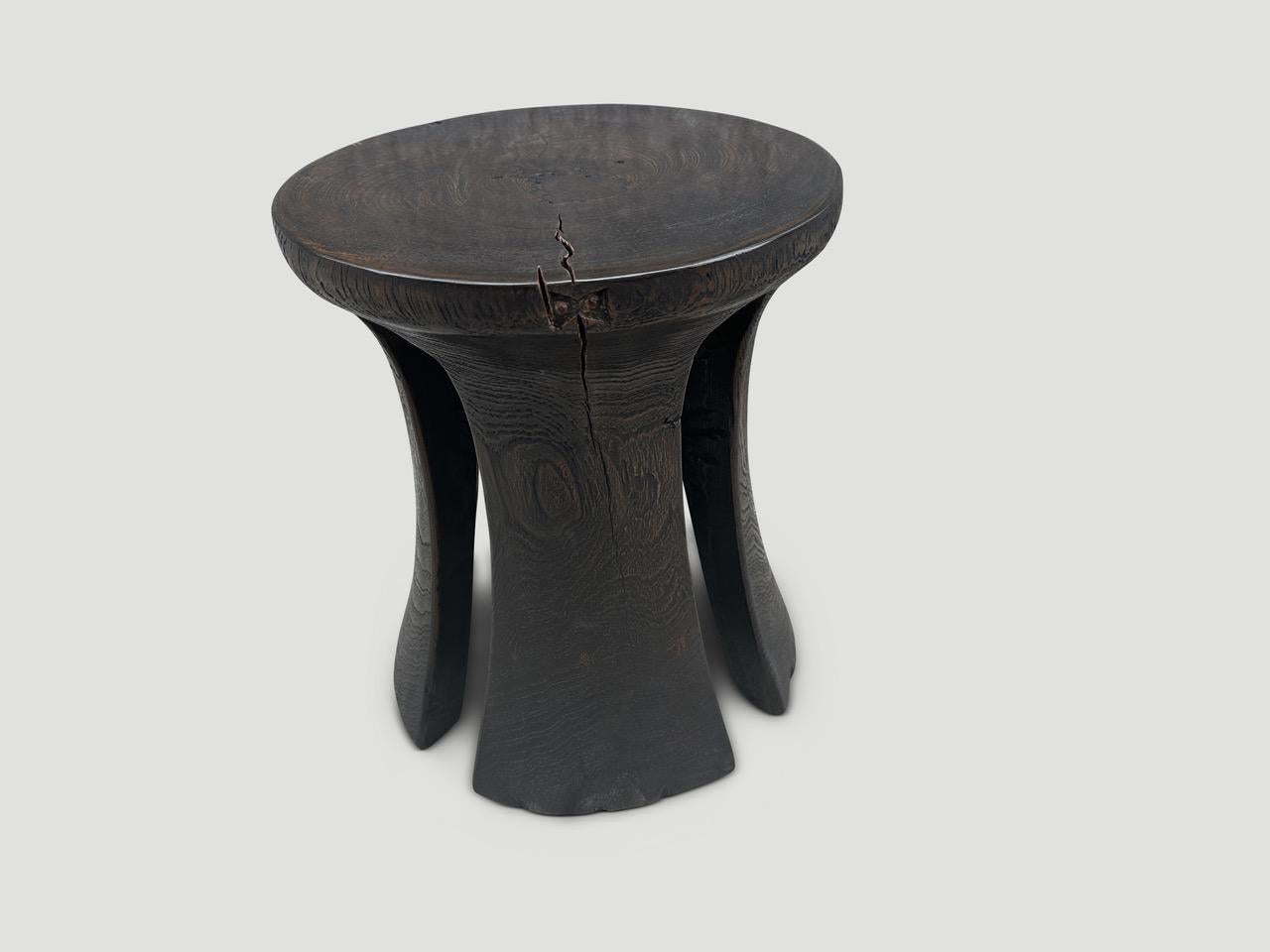 Andrianna Shamaris Sculptural Teak Wood Side Table or Stool In Excellent Condition In New York, NY