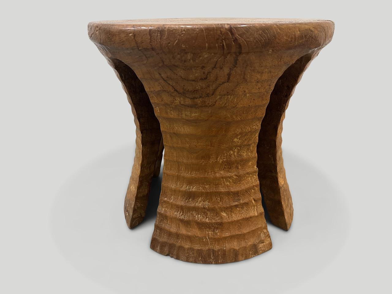 Contemporary Andrianna Shamaris Sculptural Teak Wood Side Table or Stool For Sale