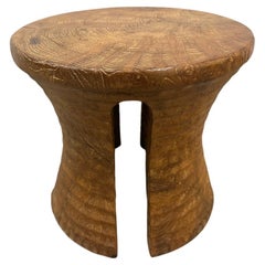Andrianna Shamaris Sculptural Teak Wood Side Table or Stool
