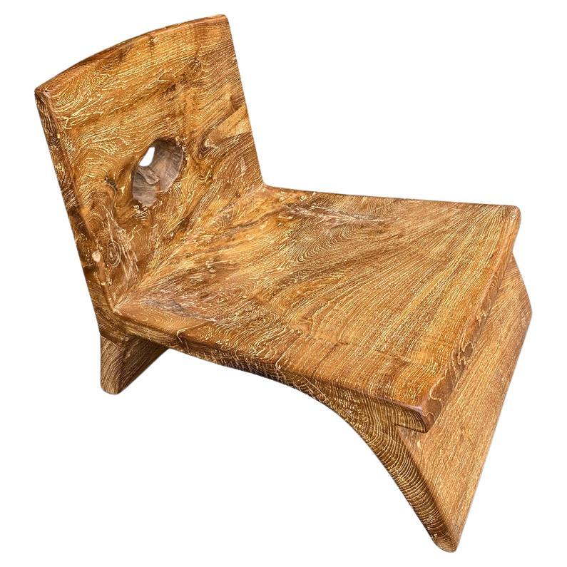 Andrianna Shamaris Sculptural Teak Wood Spa Chair For Sale
