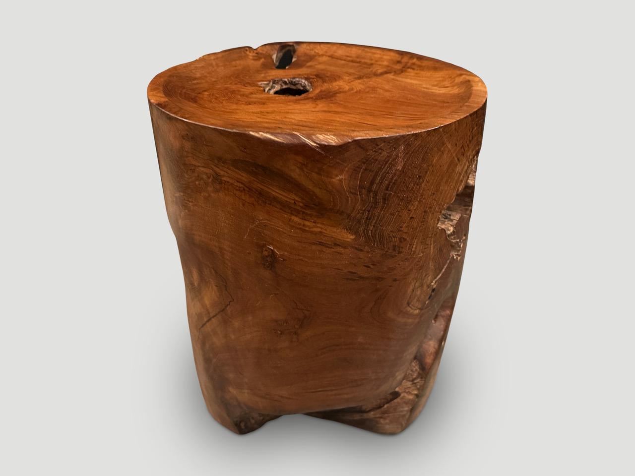 Andrianna Shamaris Sculptural Teak Wood Tray Side Table In Excellent Condition For Sale In New York, NY