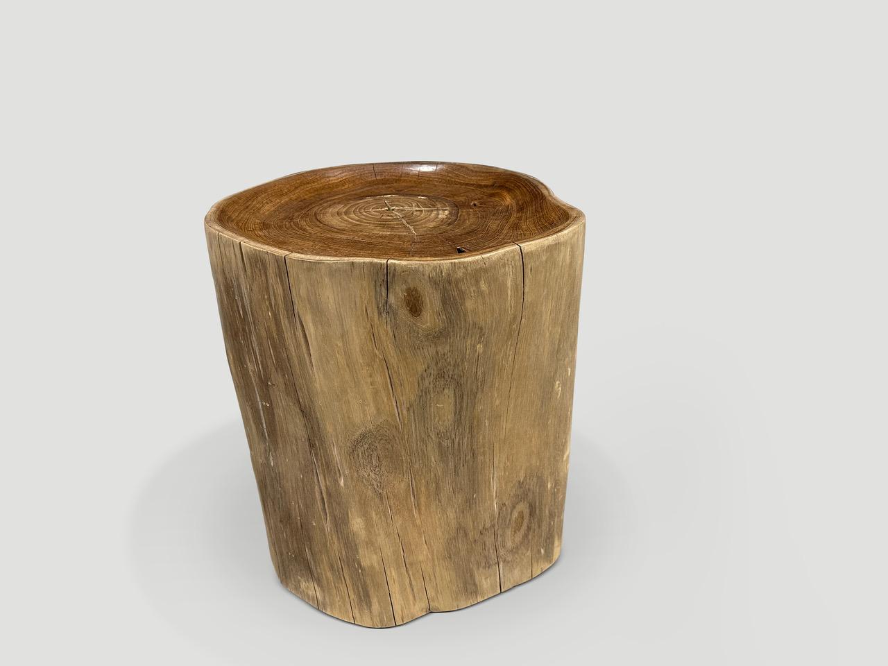 Contemporary Andrianna Shamaris Sculptural Teak Wood Tray Side Table  For Sale