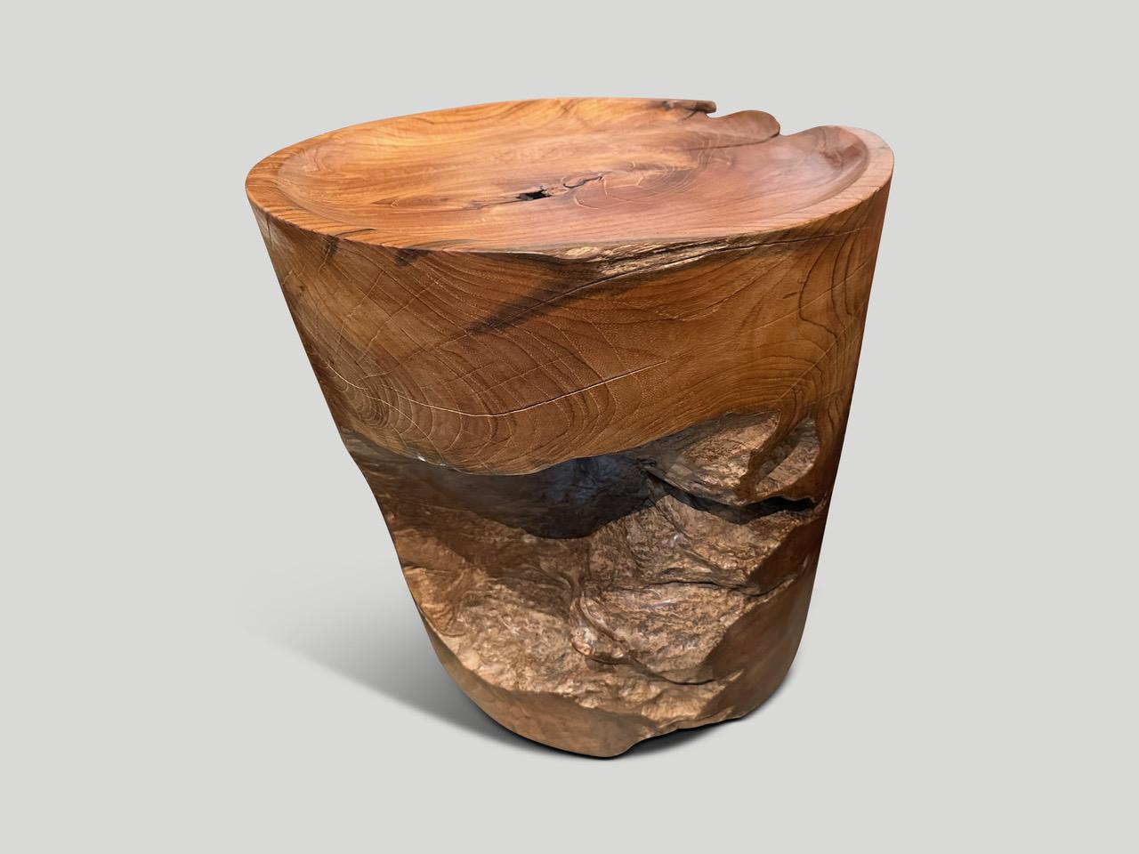Contemporary Andrianna Shamaris Sculptural Teak Wood Tray Side Table For Sale