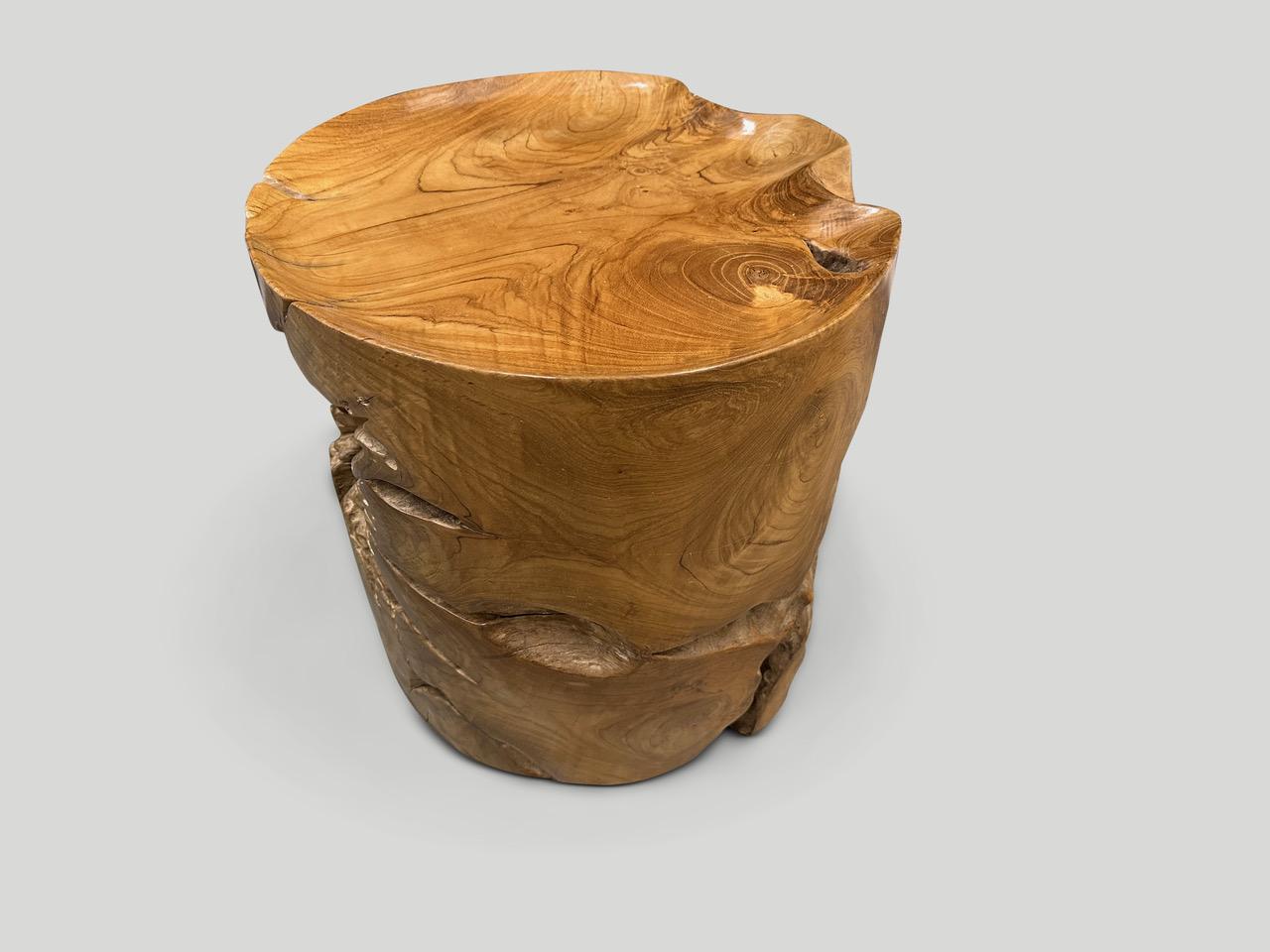 Andrianna Shamaris Sculptural Teak Wood Tray Style Side Table In Excellent Condition For Sale In New York, NY