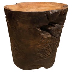 Andrianna Shamaris Sculptural Two Tone Teak Wood Tray Side Table