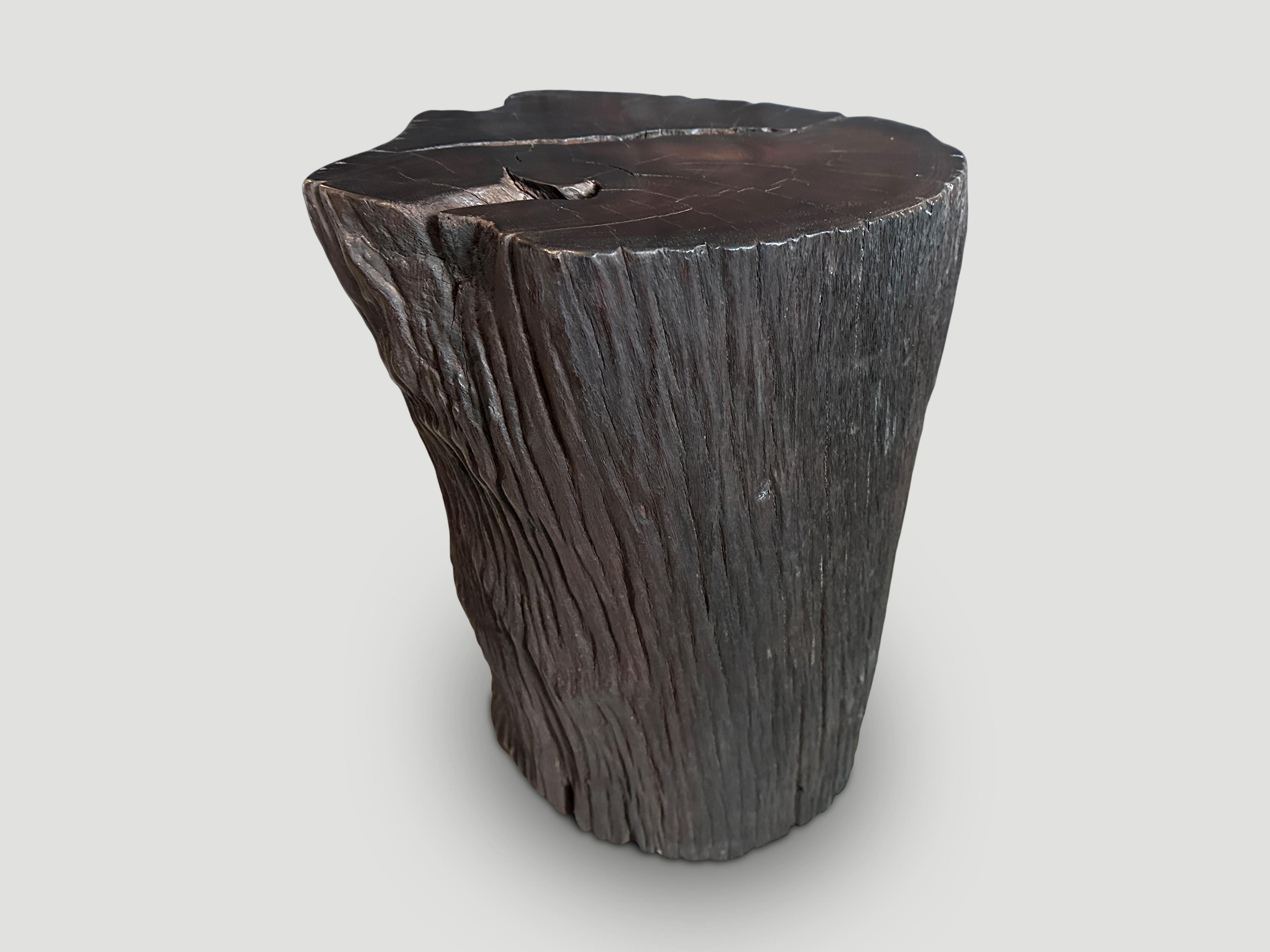 Organic Modern Andrianna Shamaris Sculptural Ulin Wood Side Table For Sale