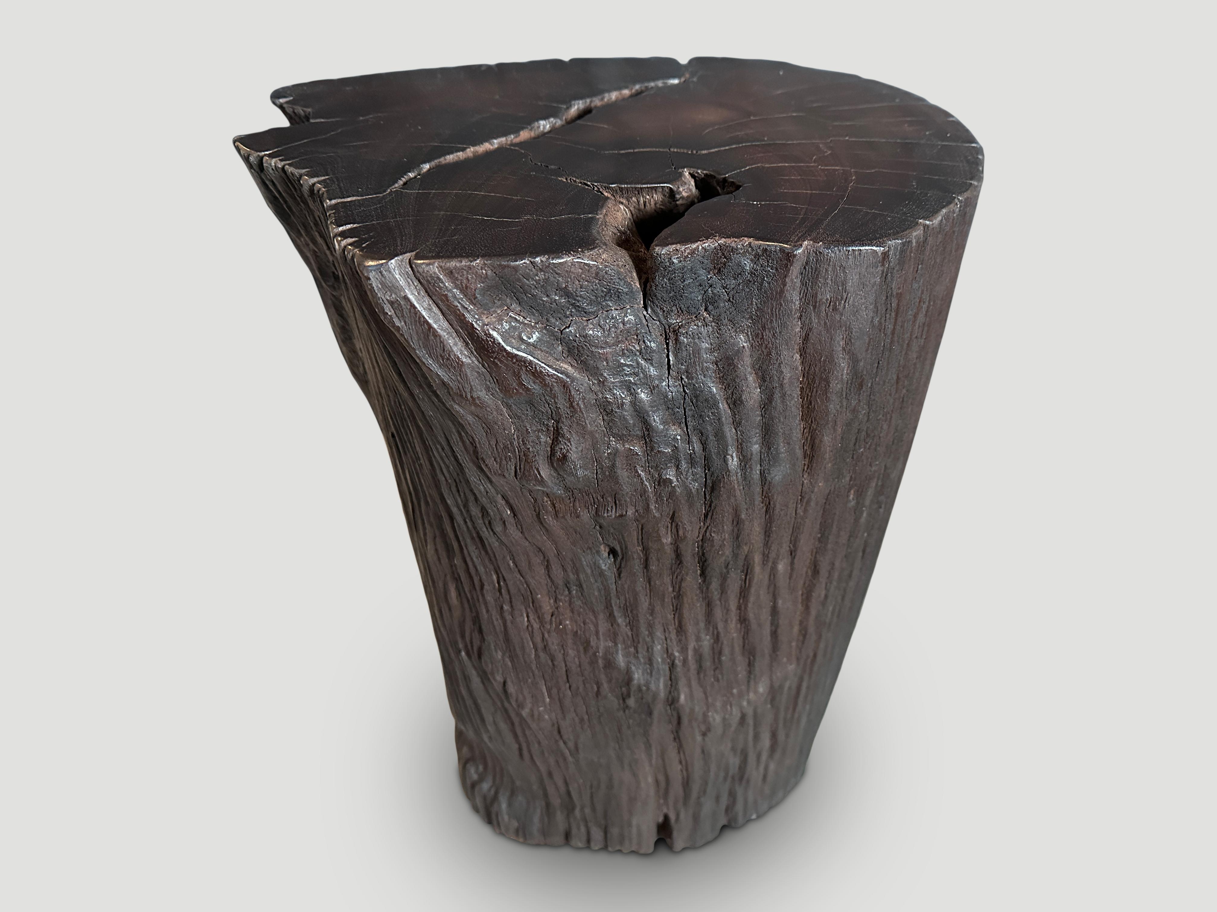Contemporary Andrianna Shamaris Sculptural Ulin Wood Side Table For Sale