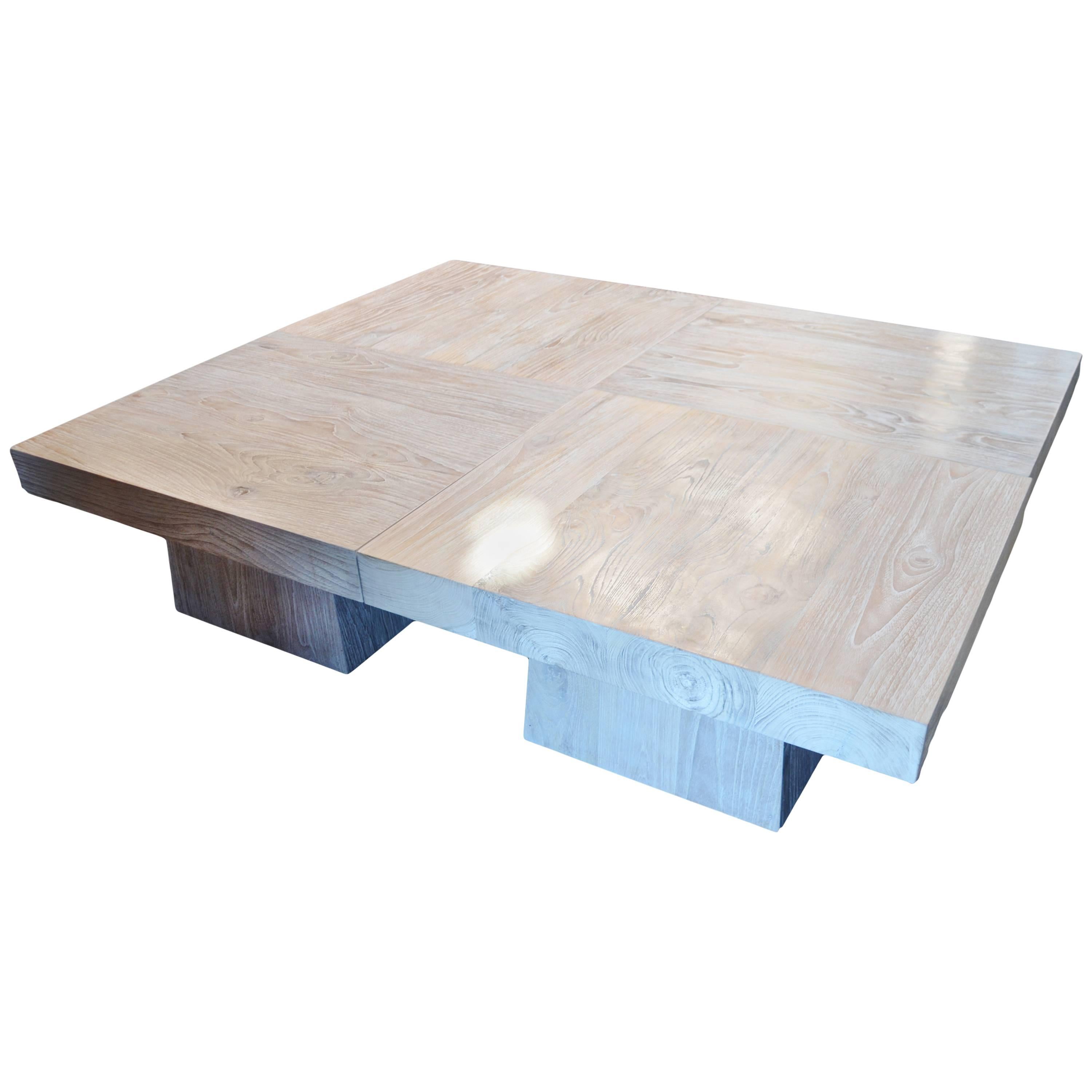 Organic Modern Andrianna Shamaris Sectional Teak Wood Minimal Table For Sale