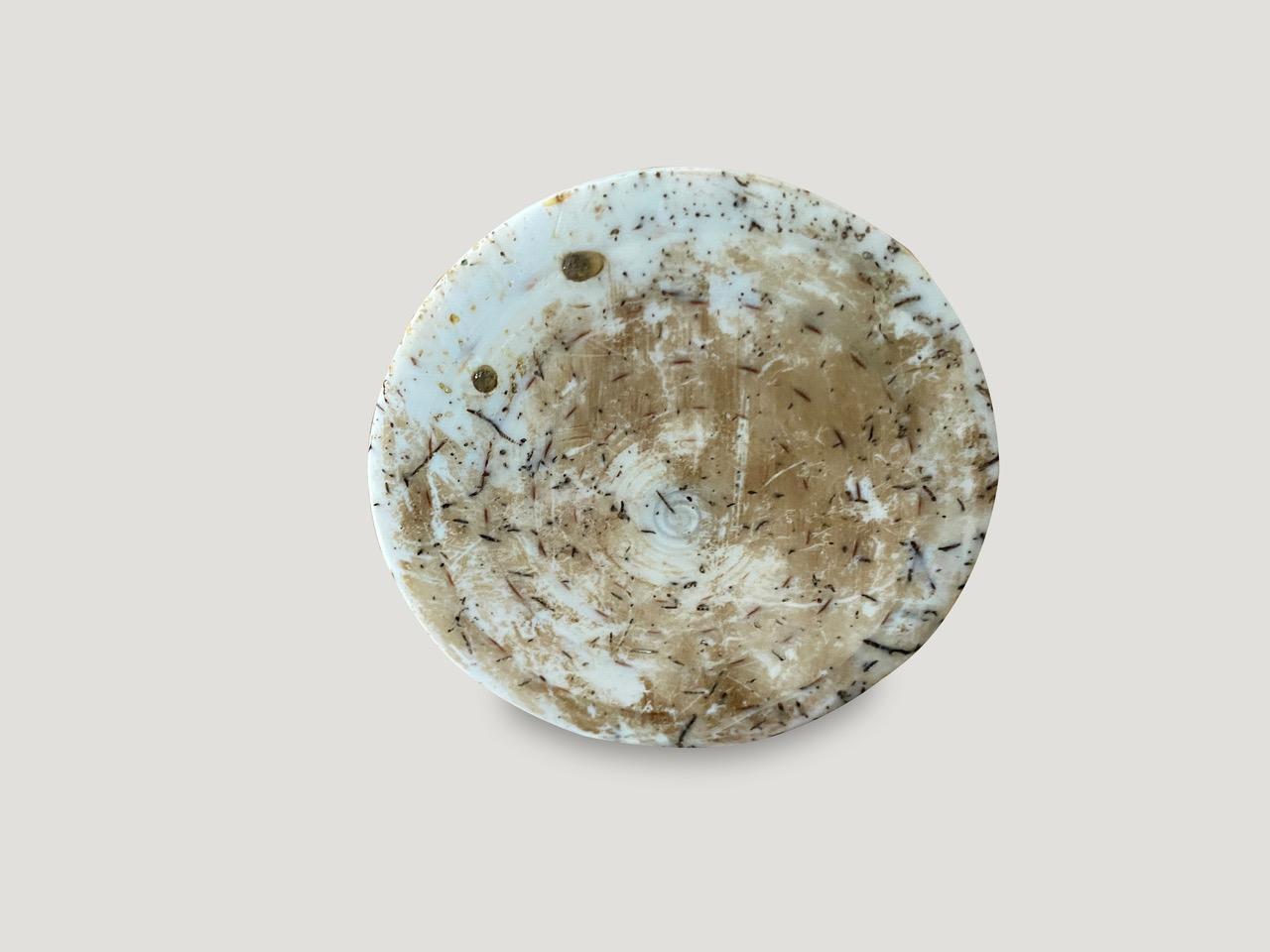 Indonesian Andrianna Shamaris Shell and Teak Wood Door Knob