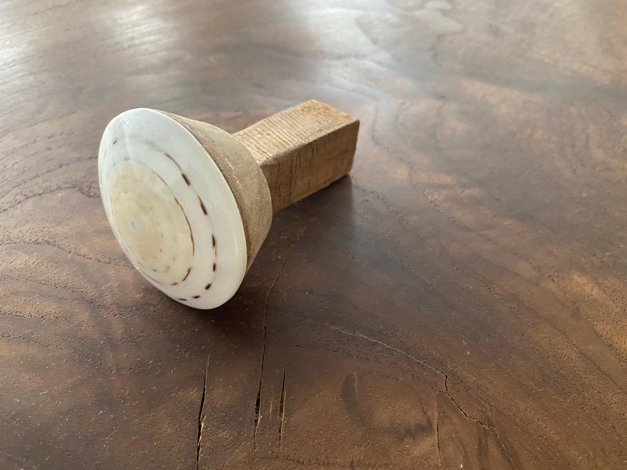 Andrianna Shamaris Shell and Teak Wood Door Knob 3