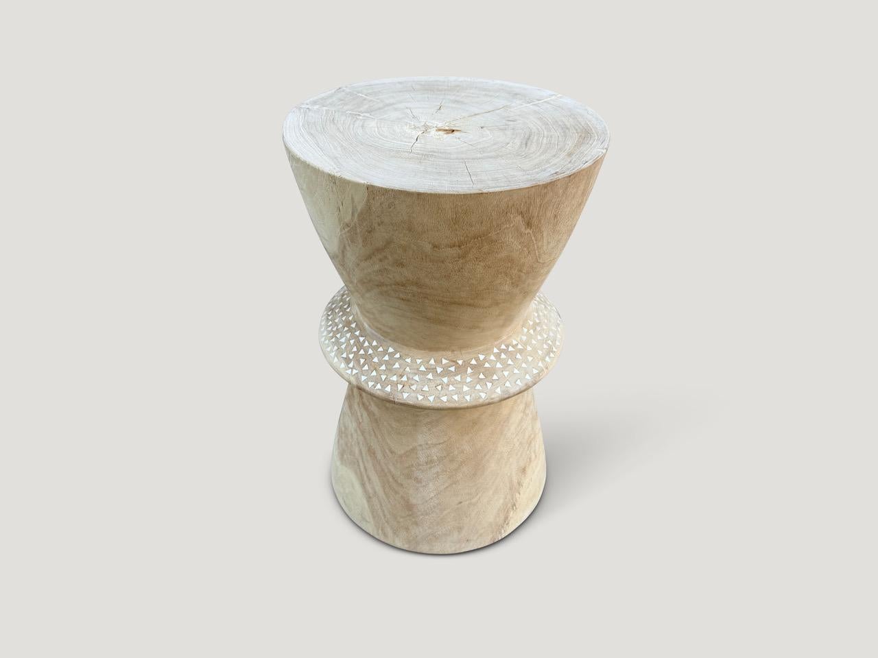 Organic Modern Andrianna Shamaris Shell and Teak Wood Side Table For Sale