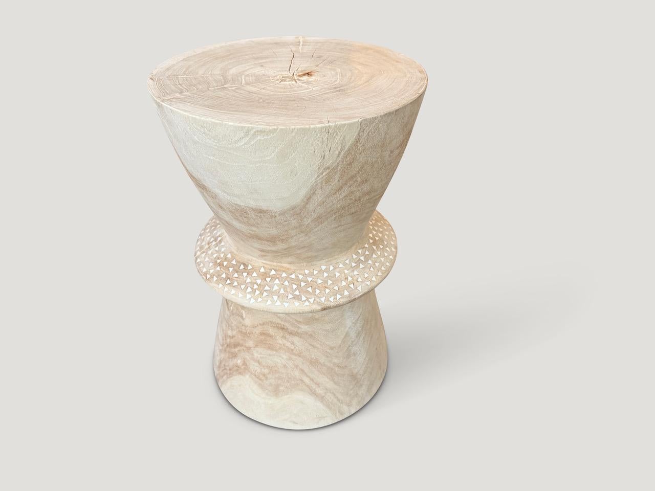 Andrianna Shamaris Shell and Teak Wood Side Table In Excellent Condition For Sale In New York, NY