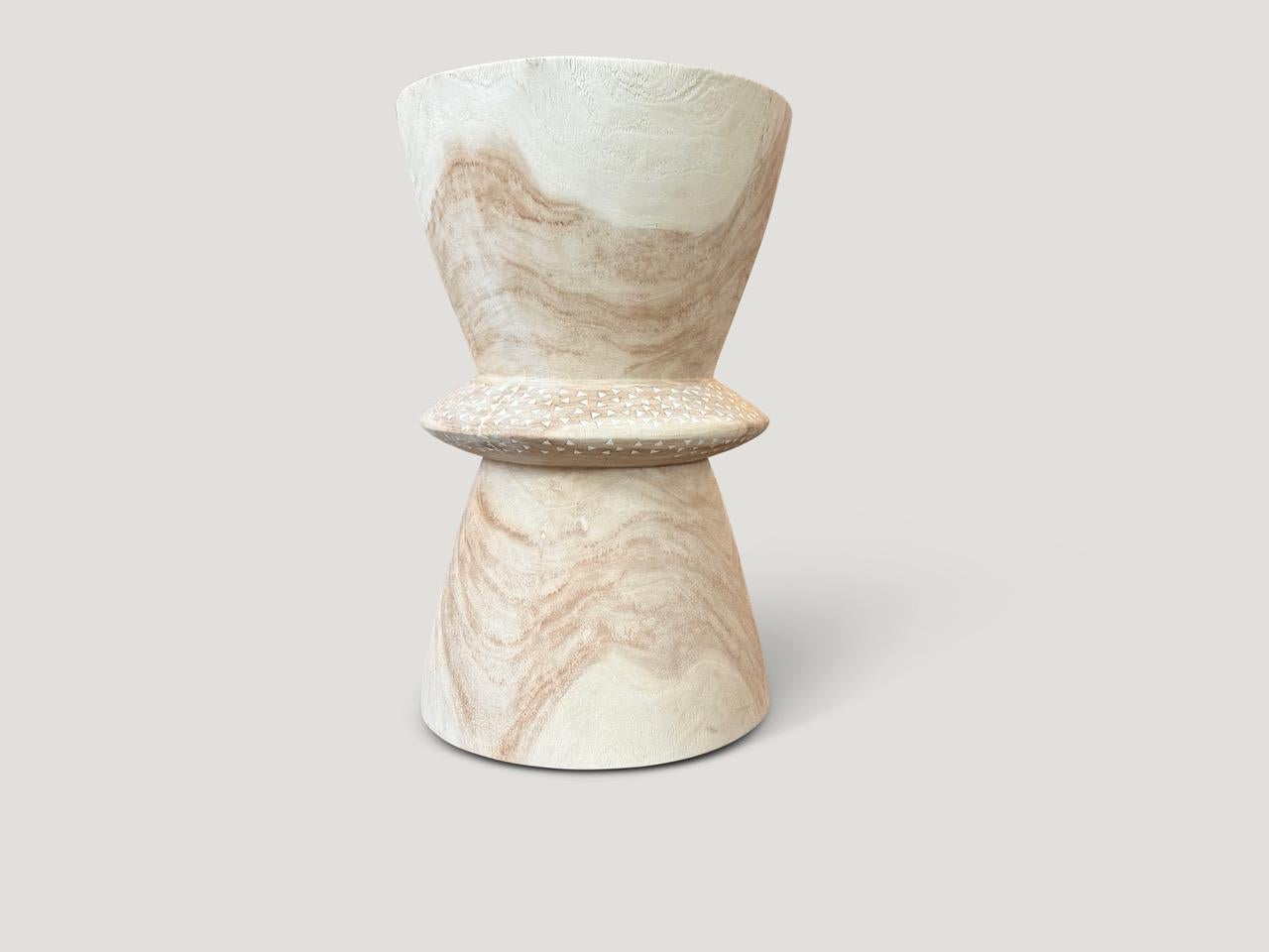 Contemporary Andrianna Shamaris Shell and Teak Wood Side Table For Sale