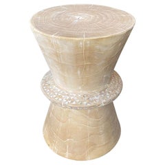 Andrianna Shamaris Shell and Teak Wood Side Table