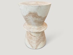Andrianna Shamaris Shell and Teak Wood Side Table