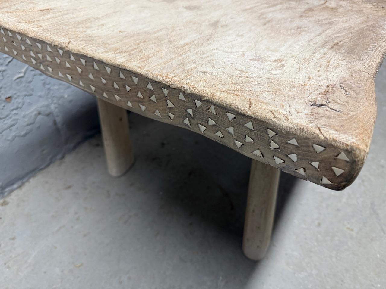 Andrianna Shamaris Shell Inlaid Teak Wood Coffee Table For Sale 2