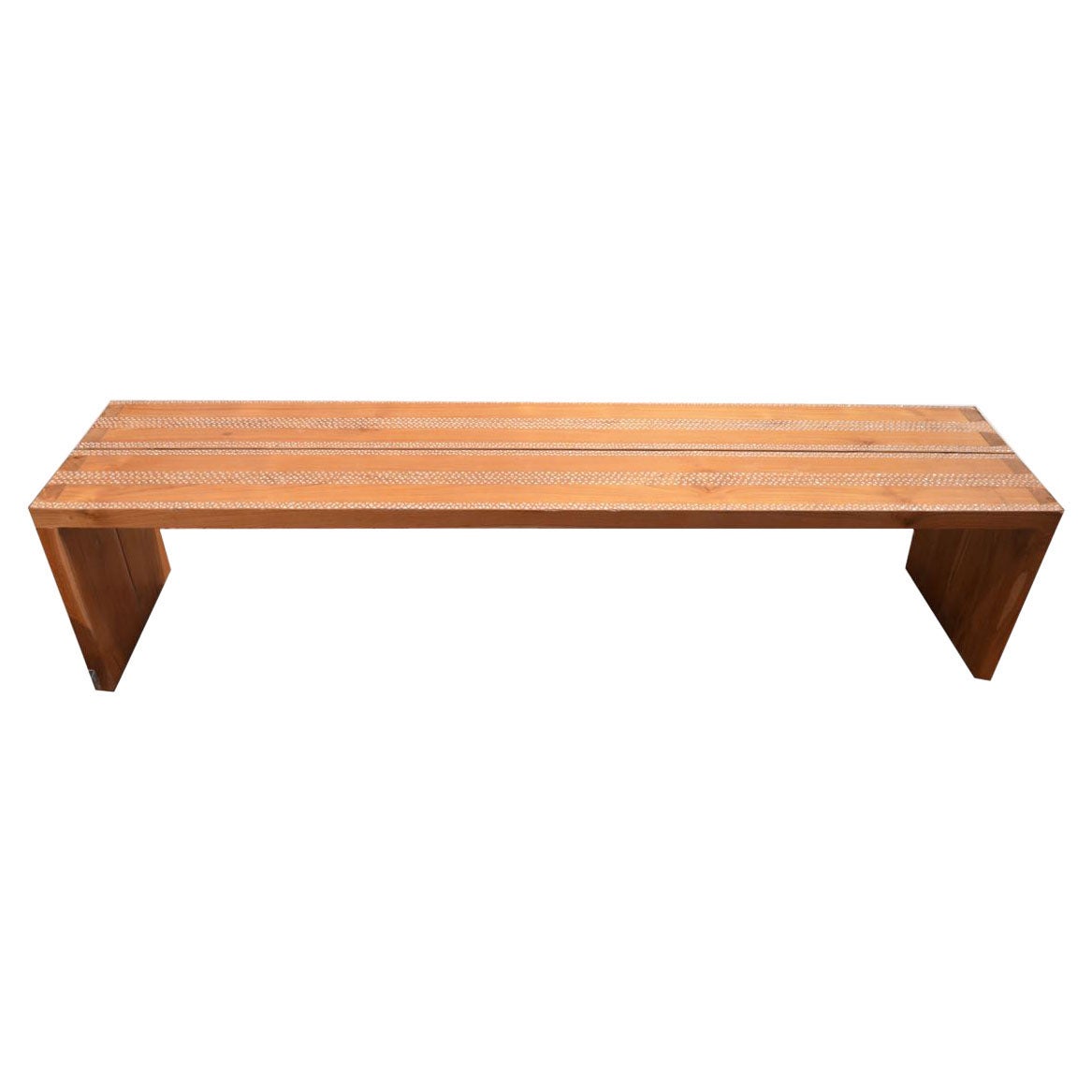 Andrianna Shamaris Shell Inlay and Teak Wood Bench For Sale