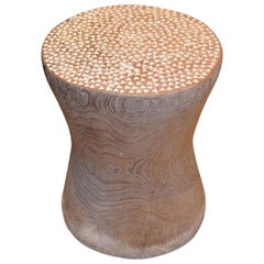Andrianna Shamaris Shell Inlay Teak Wood Side Table