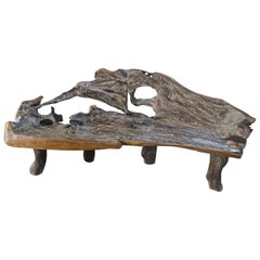 Andrianna Shamaris Single Burnt Organic Teak Wood Bench