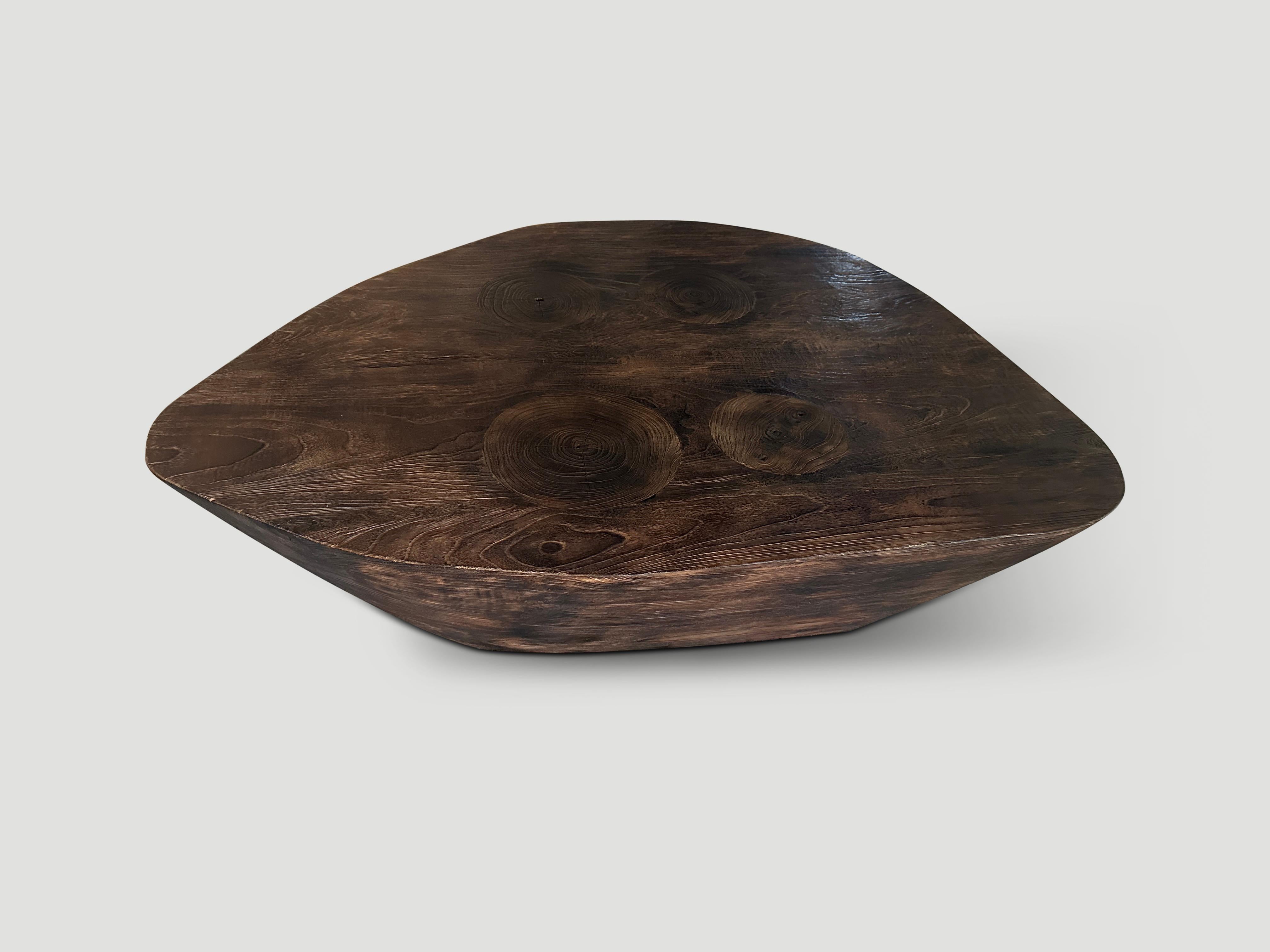 Contemporary Andrianna Shamaris Single Charred Minimalist Teak Wood Coffee Table For Sale