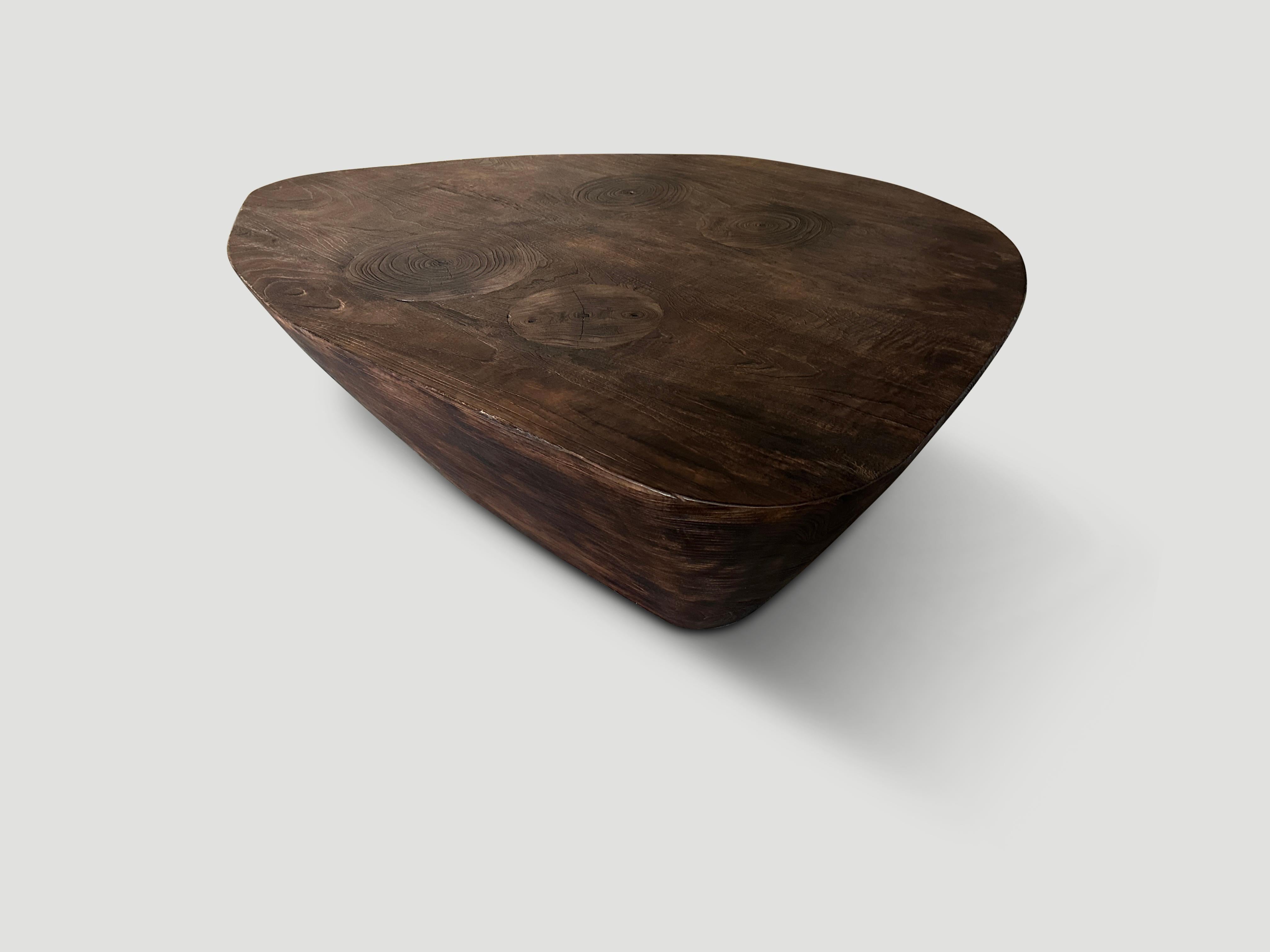 Andrianna Shamaris Single Charred Minimalist Teak Wood Coffee Table For Sale 1