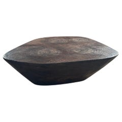 Andrianna Shamaris Single Charred Minimalist Teak Wood Coffee Table