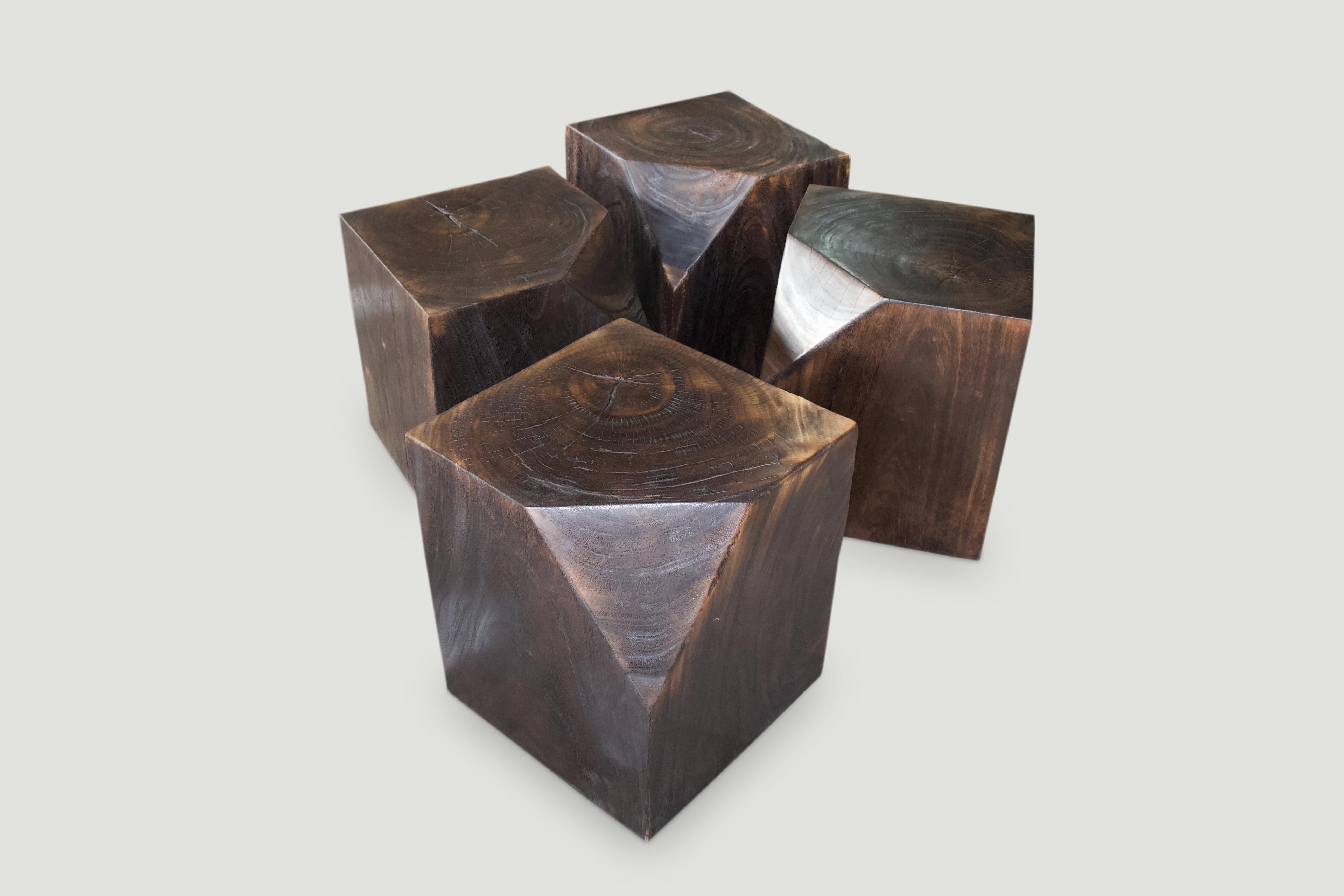 Wood Andrianna Shamaris Single Charred Side Table For Sale