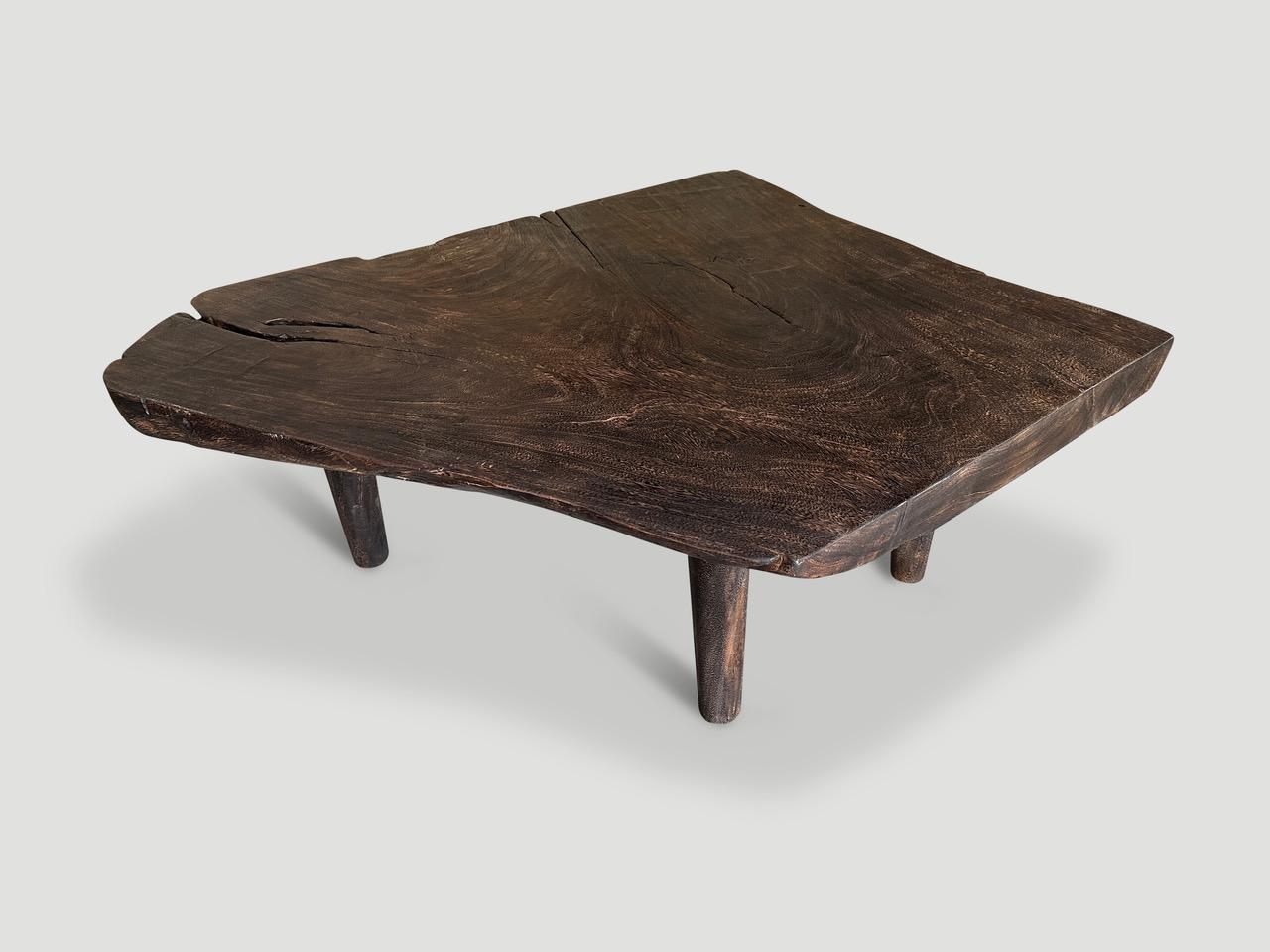 Organic Modern Andrianna Shamaris Single Charred Suar Wood Coffee Table  For Sale