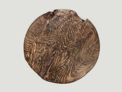 Andrianna Shamaris Charred Teak Side Table, Hand-Carved Modern Design