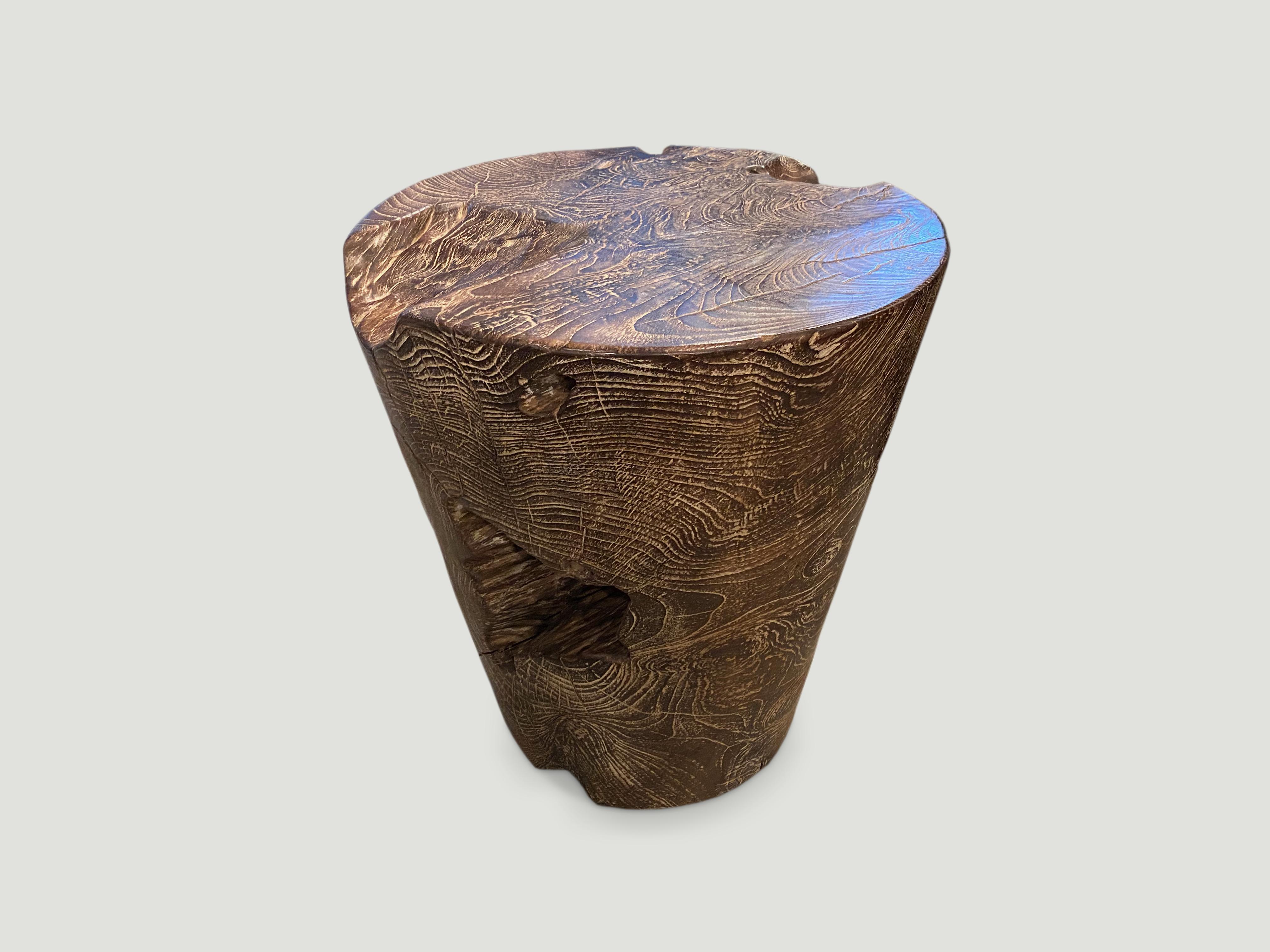 Andrianna Shamaris Single Charred Teak Side Table In Excellent Condition For Sale In New York, NY