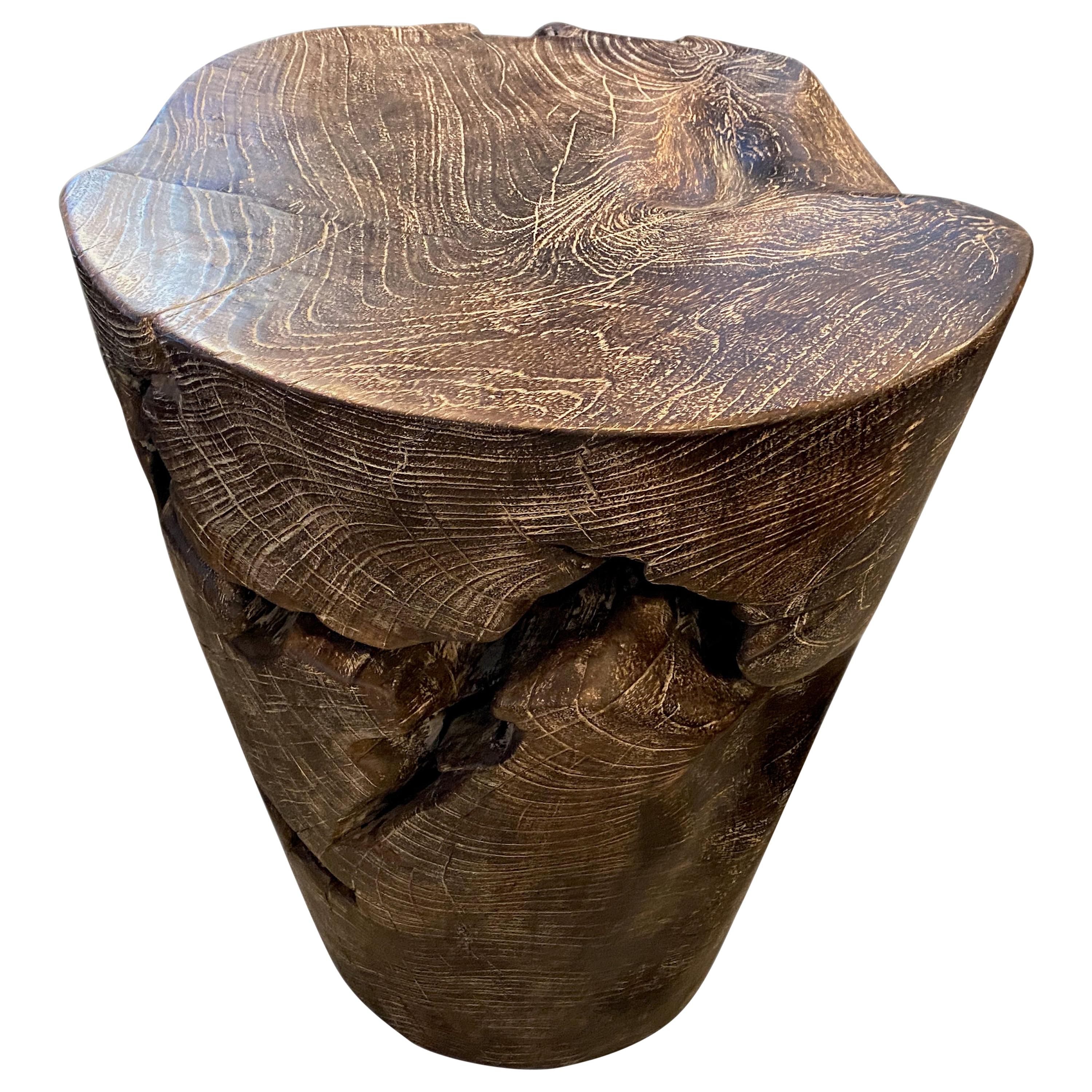 Andrianna Shamaris Single Charred Teak Wood Side Table at 1stDibs