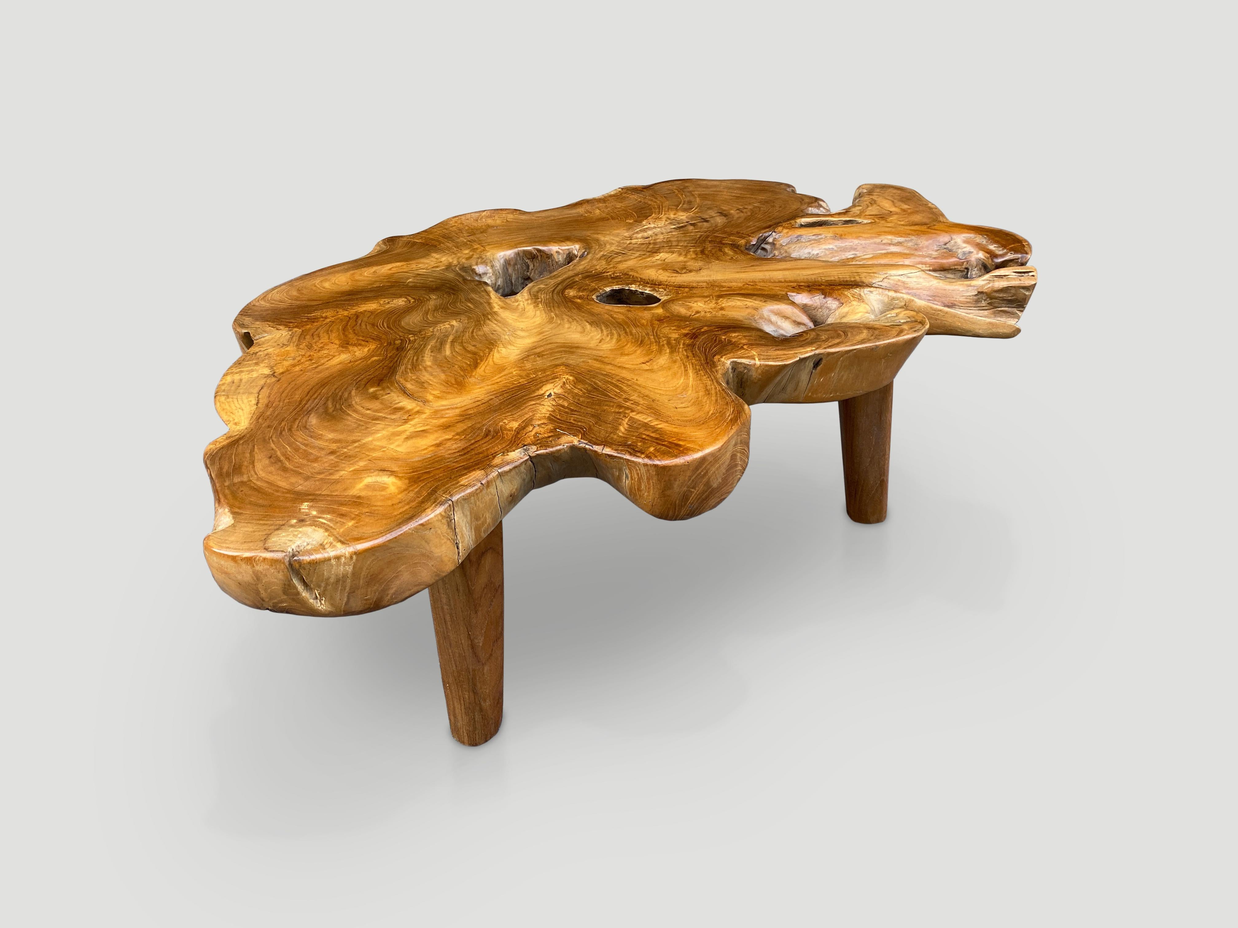 Organic Modern Andrianna Shamaris Single Slab Live Edge Coffee Table For Sale