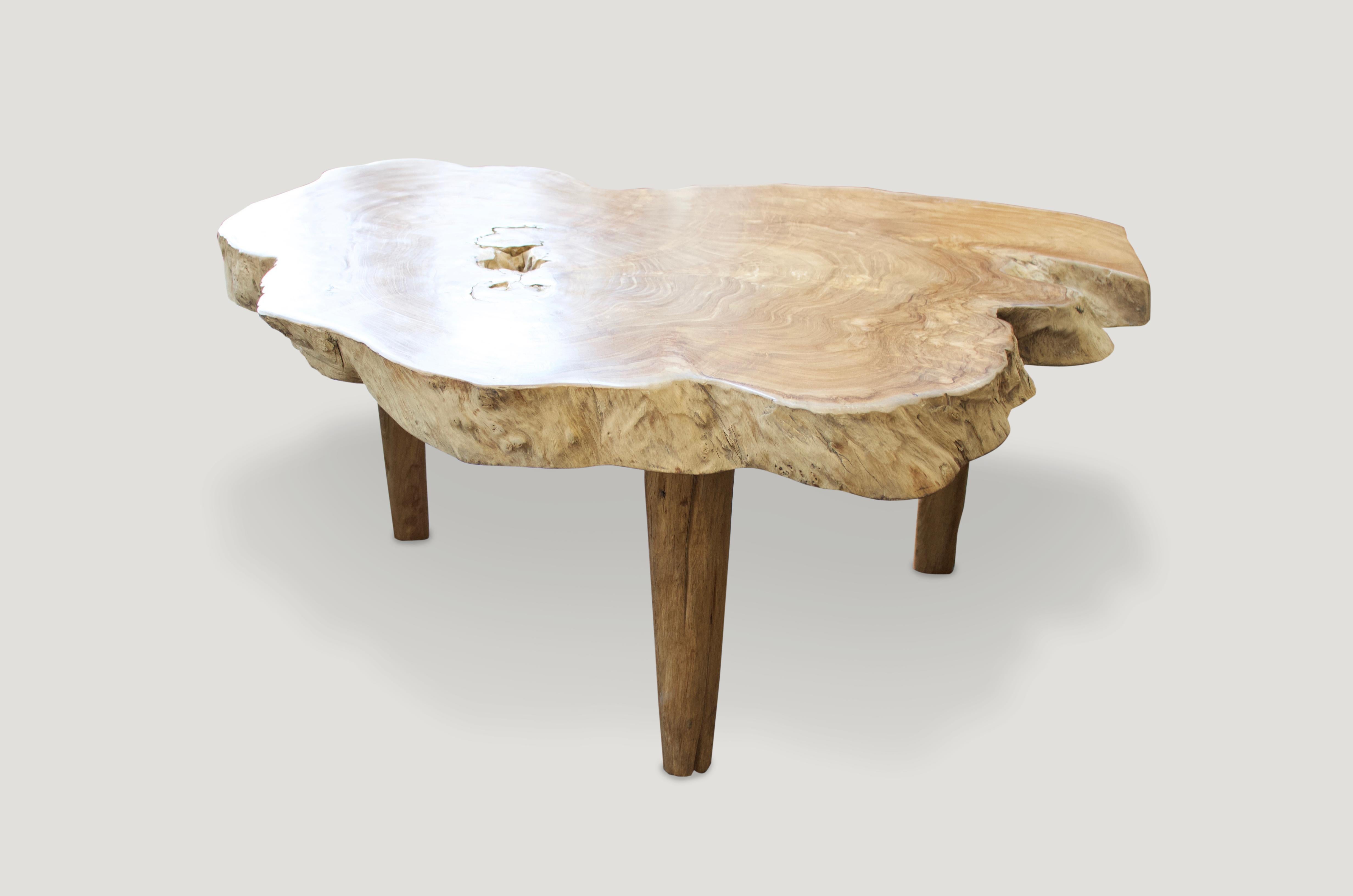 Wood Andrianna Shamaris Single Slab Live Edge Coffee Table or Side Table For Sale