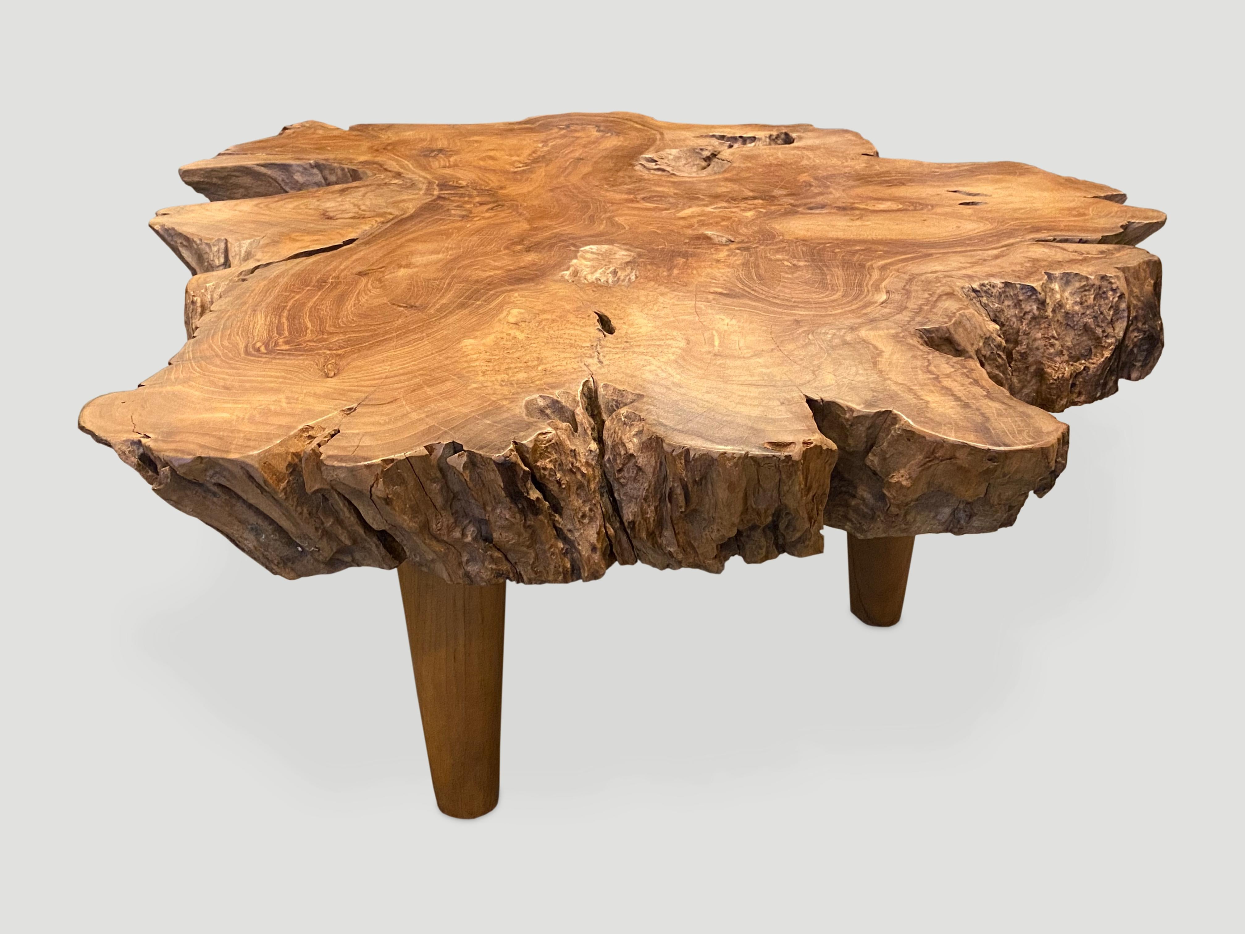 Andrianna Shamaris Single Slab Live Edge Teak Wood Coffee Table In Excellent Condition In New York, NY