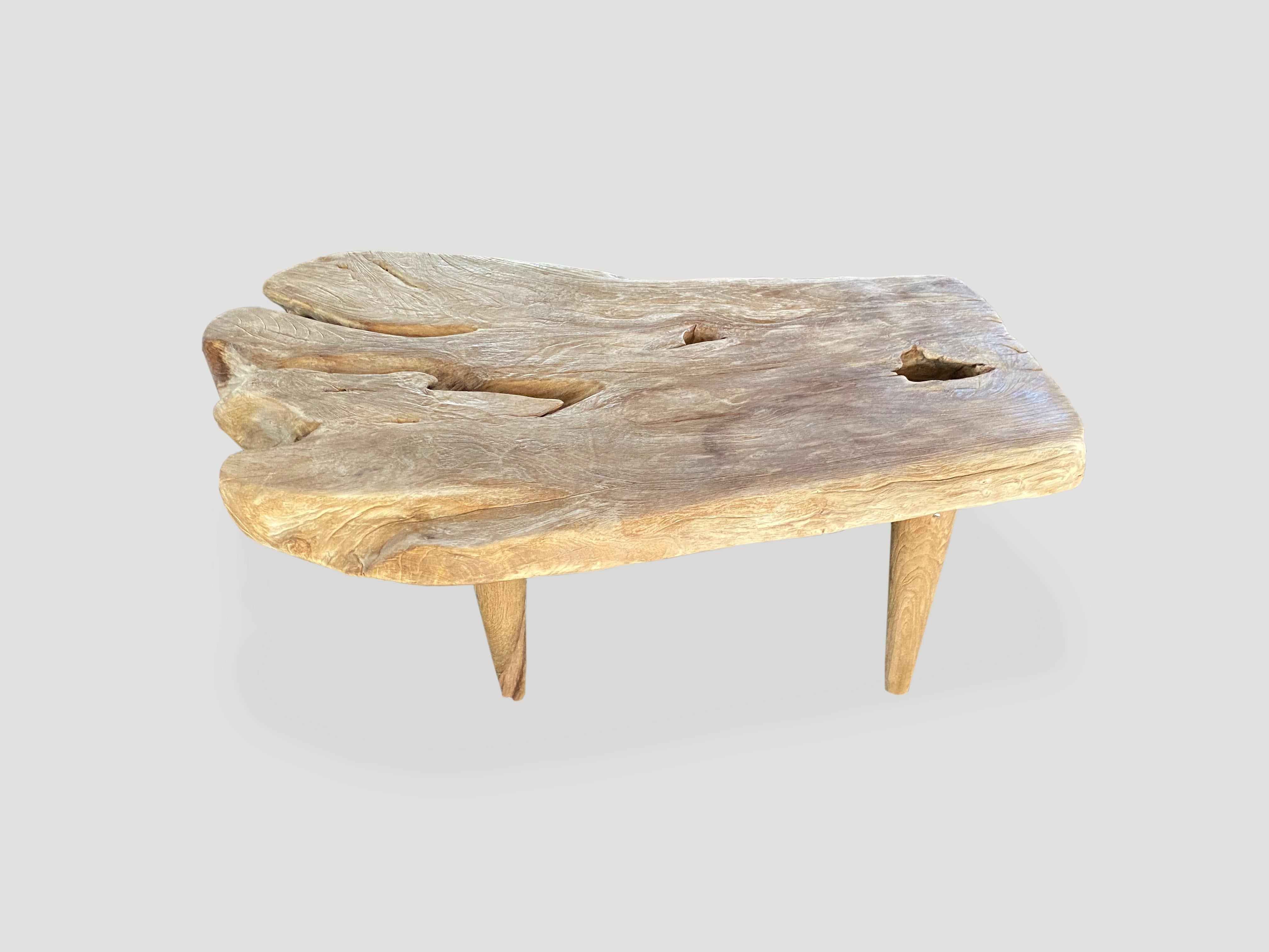 Andrianna Shamaris Single Slab Live Edge Teak Wood Coffee Table In Excellent Condition In New York, NY