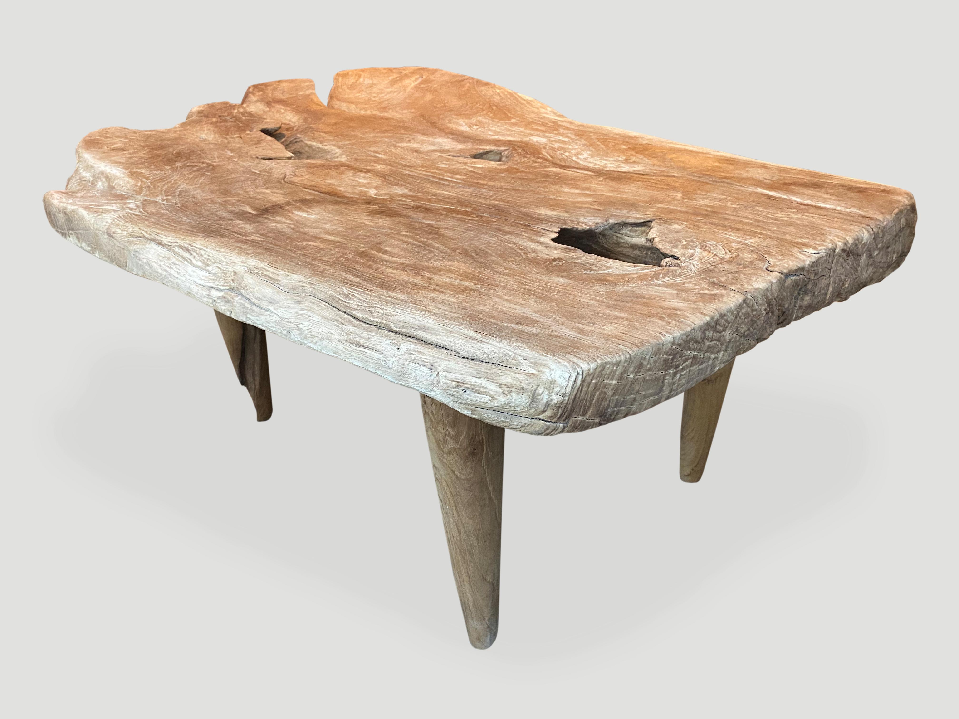 Andrianna Shamaris Single Slab Live Edge Teak Wood Coffee Table 1