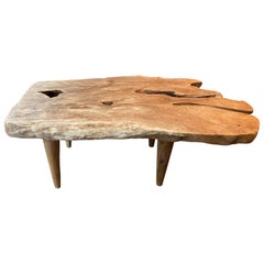 Andrianna Shamaris Single Slab Live Edge Teak Wood Coffee Table