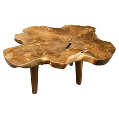 Andrianna Shamaris Single Slab Live Edge Teak Wood Coffee Table