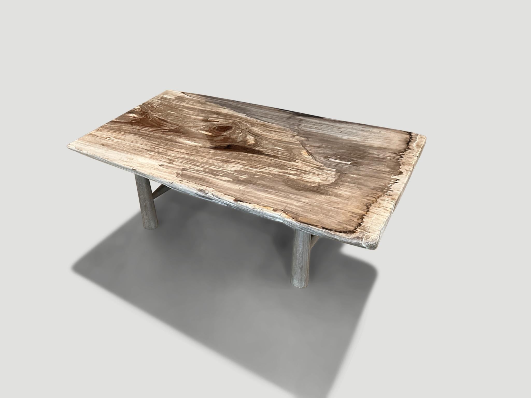 Organic Modern Andrianna Shamaris Single Slab Petrified Wood Coffee Table For Sale