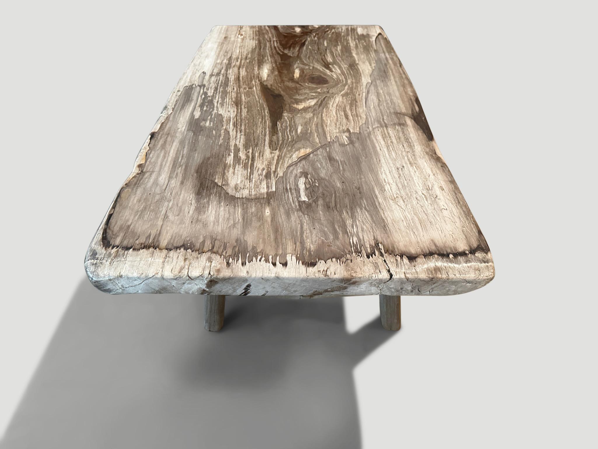 Andrianna Shamaris Single Slab Petrified Wood Coffee Table In Excellent Condition For Sale In New York, NY